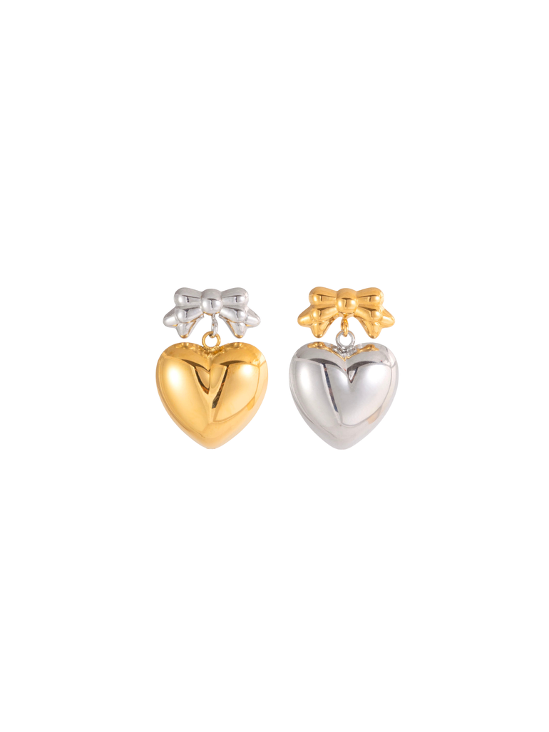Par Arete Moño Con Corazon Combinado