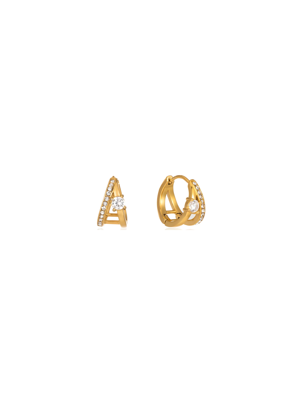 Par Arracada Doble Linea Con Zirconia