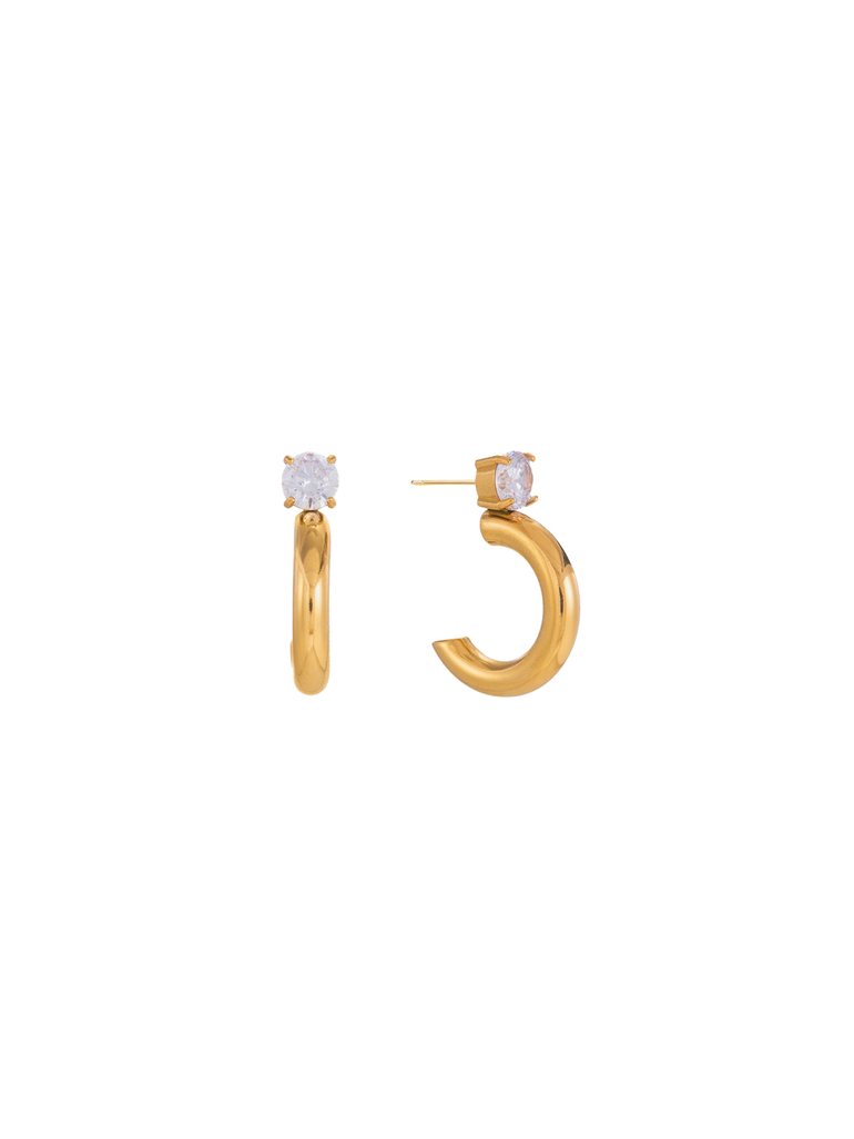 Par Semi Arracada Con Zirconia Superior