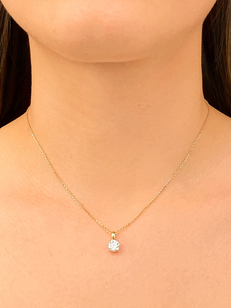 Collar Dije Solitario 1 Quilate Diamante Lab Grown