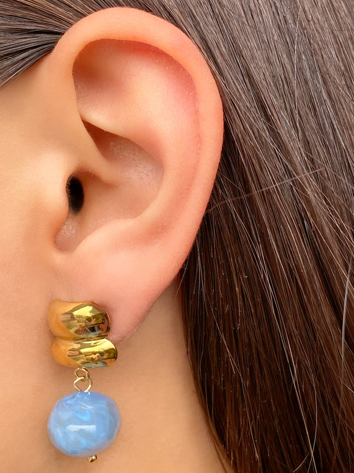 Par Arete Doble Linea Con Dije
