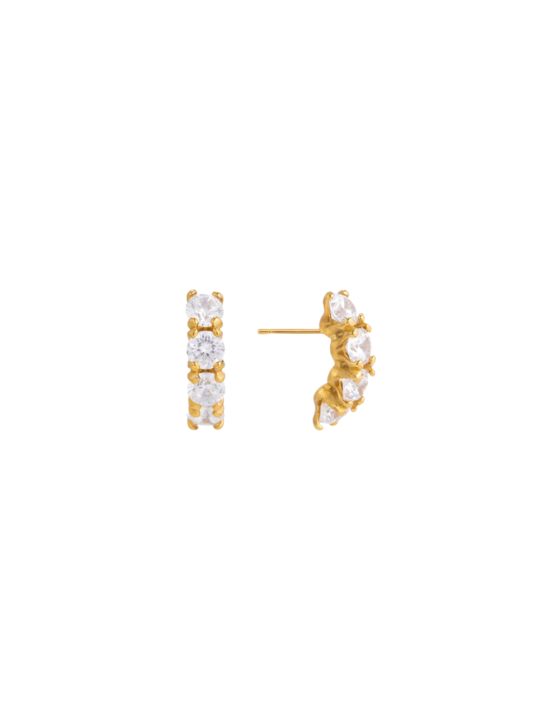Par Arete Linea Cuatro Zirconias Curveado