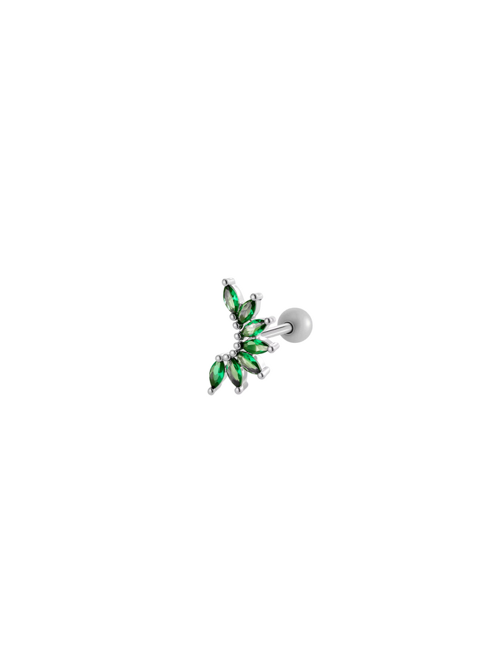 Arete Ala Zirconia Primera Perforacion Acero Inoxidable