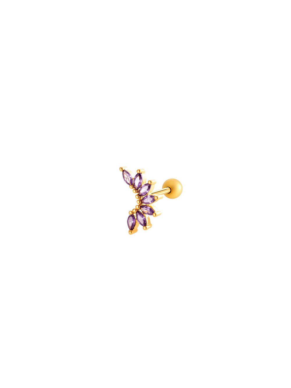 Arete Ala Zirconia Primera Perforacion Acero Inoxidable