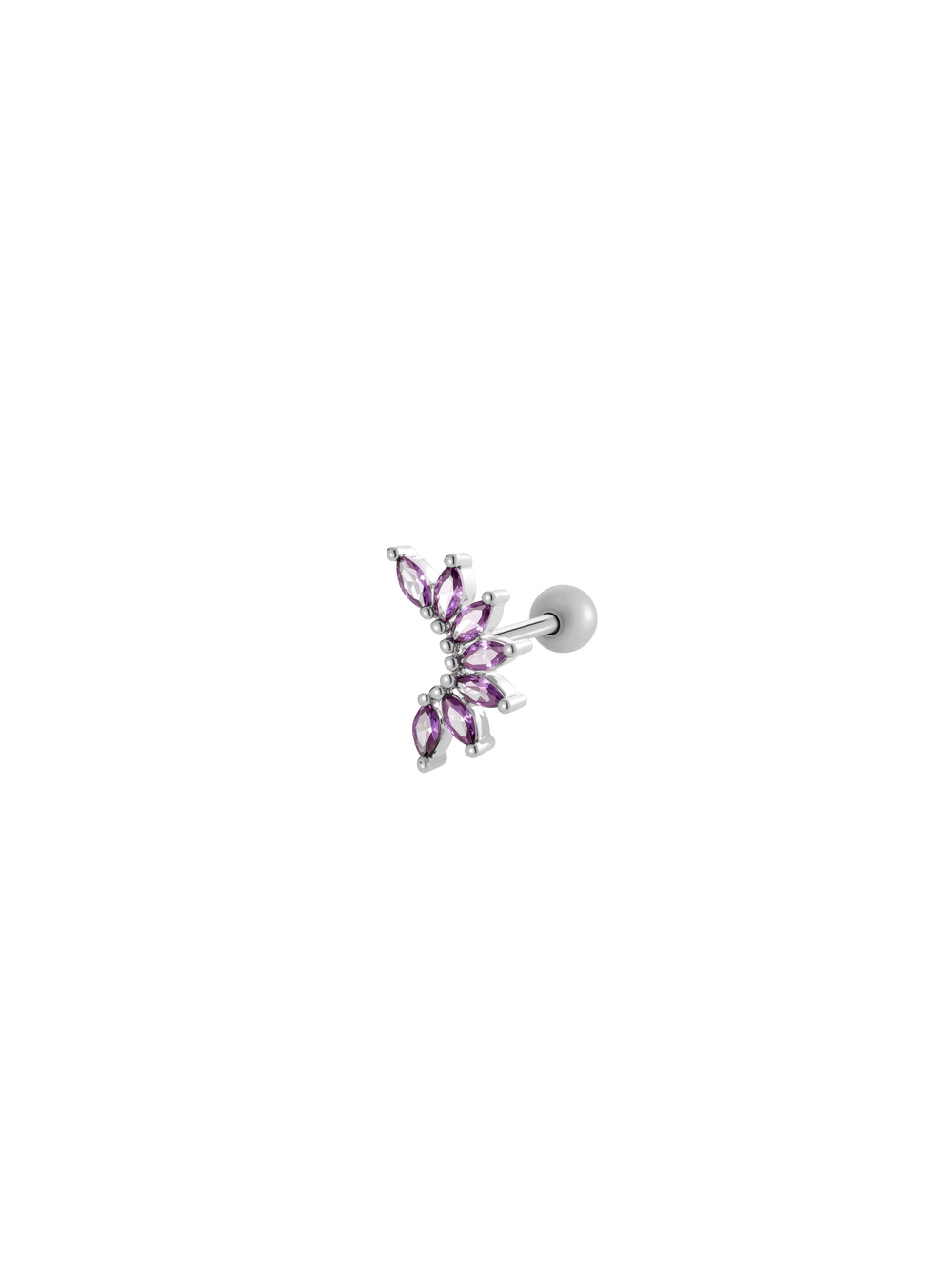 Arete Ala Zirconia Primera Perforacion Acero Inoxidable