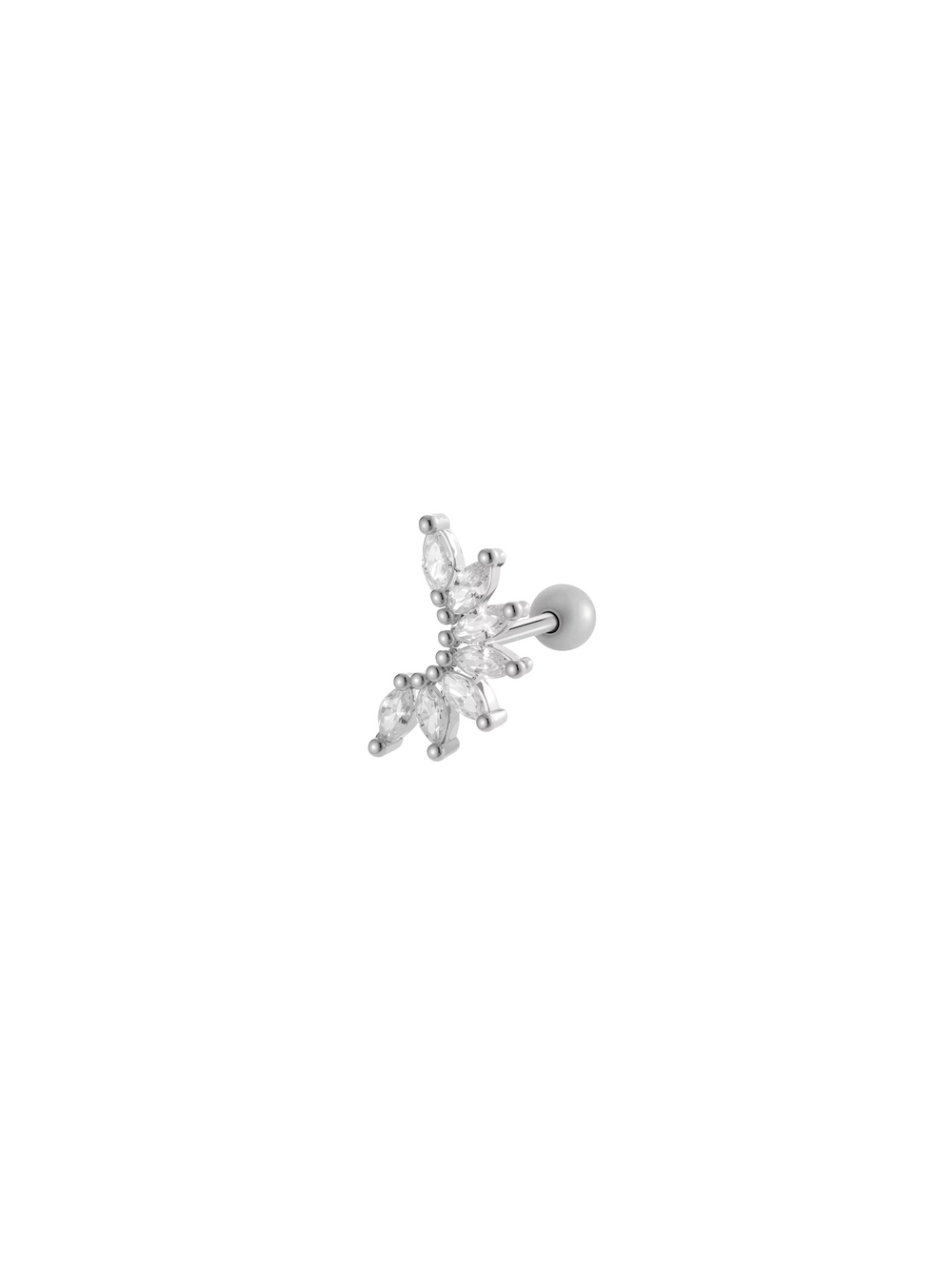 Arete Ala Zirconia Primera Perforacion Acero Inoxidable