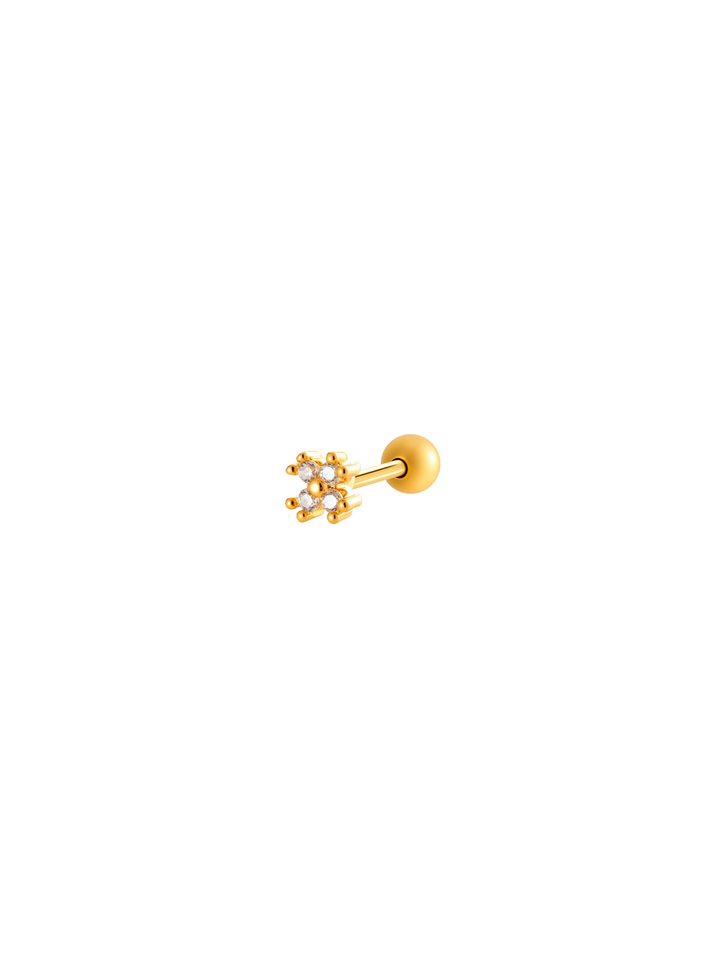 Arete Trebol Zirconia Primera Perforacion Acero Inoxidable