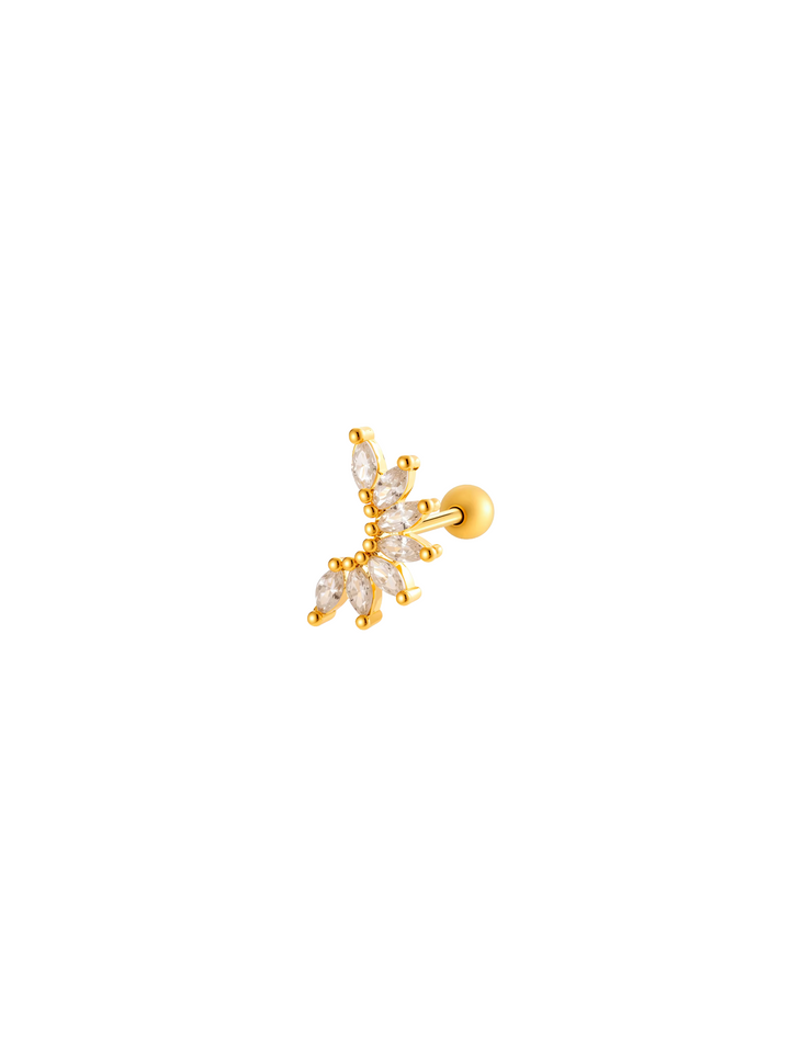 Arete Ala Zirconia Primera Perforacion Acero Inoxidable