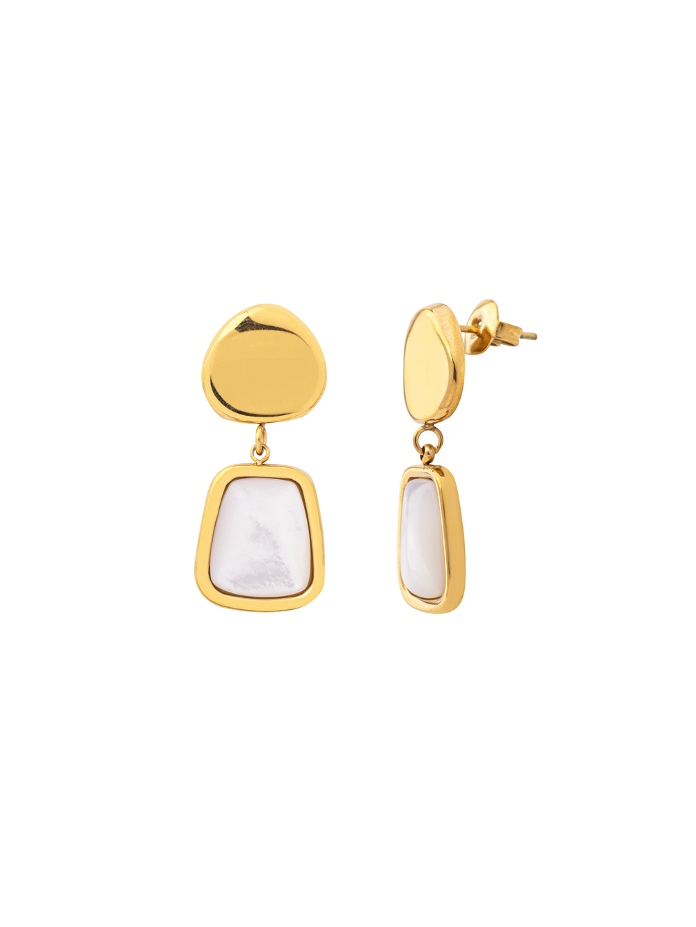 Par Arete Ovalo Con Dije Rectangular
