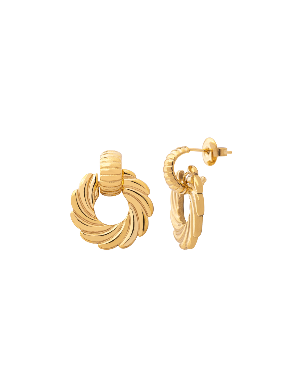 Par Arete Tipo C Con Aro Con Lineas