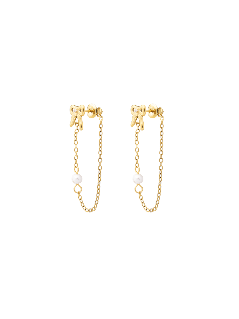 Par Arete Moño Y Perla Con Cadena