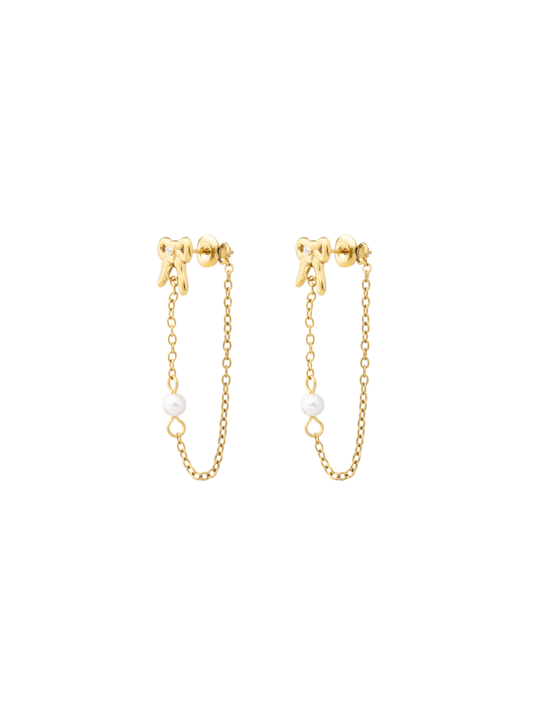 Par Arete Moño Y Perla Con Cadena