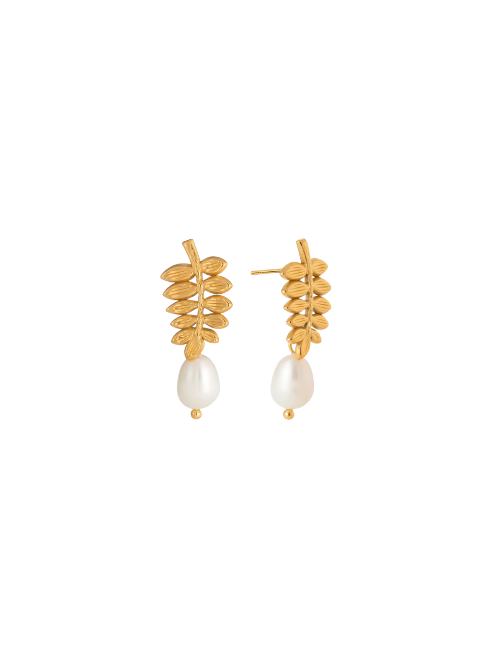 Par Arete Hoja Con Perla