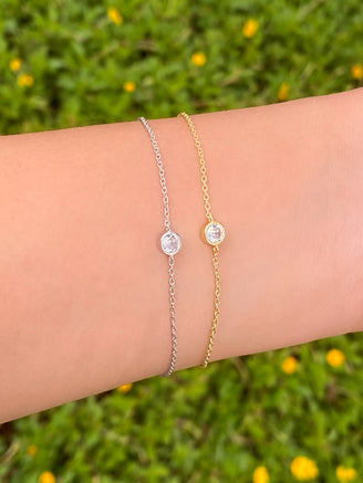 Pulsera Con Zirconia Redonda