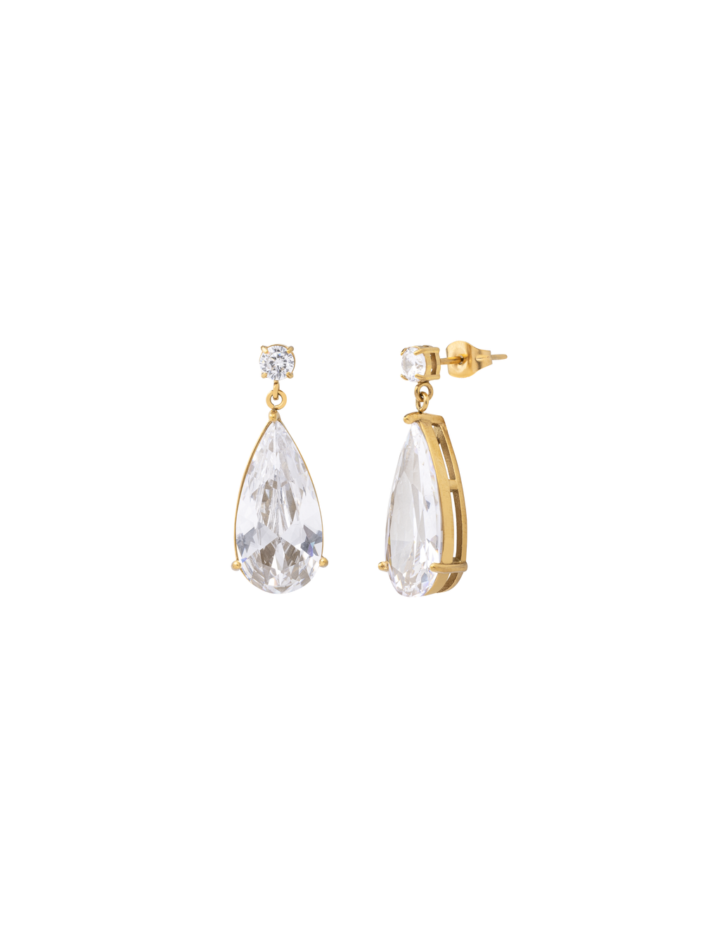 Par Arete Con Zirconia Gota Colgante