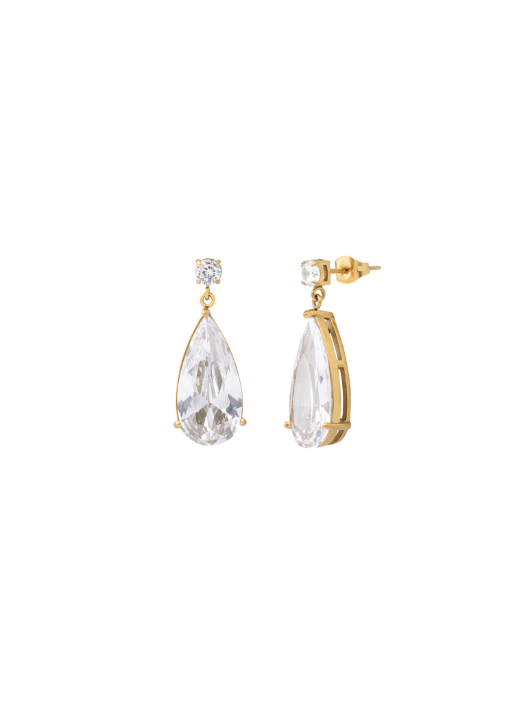 Par Arete Con Zirconia Gota Colgante