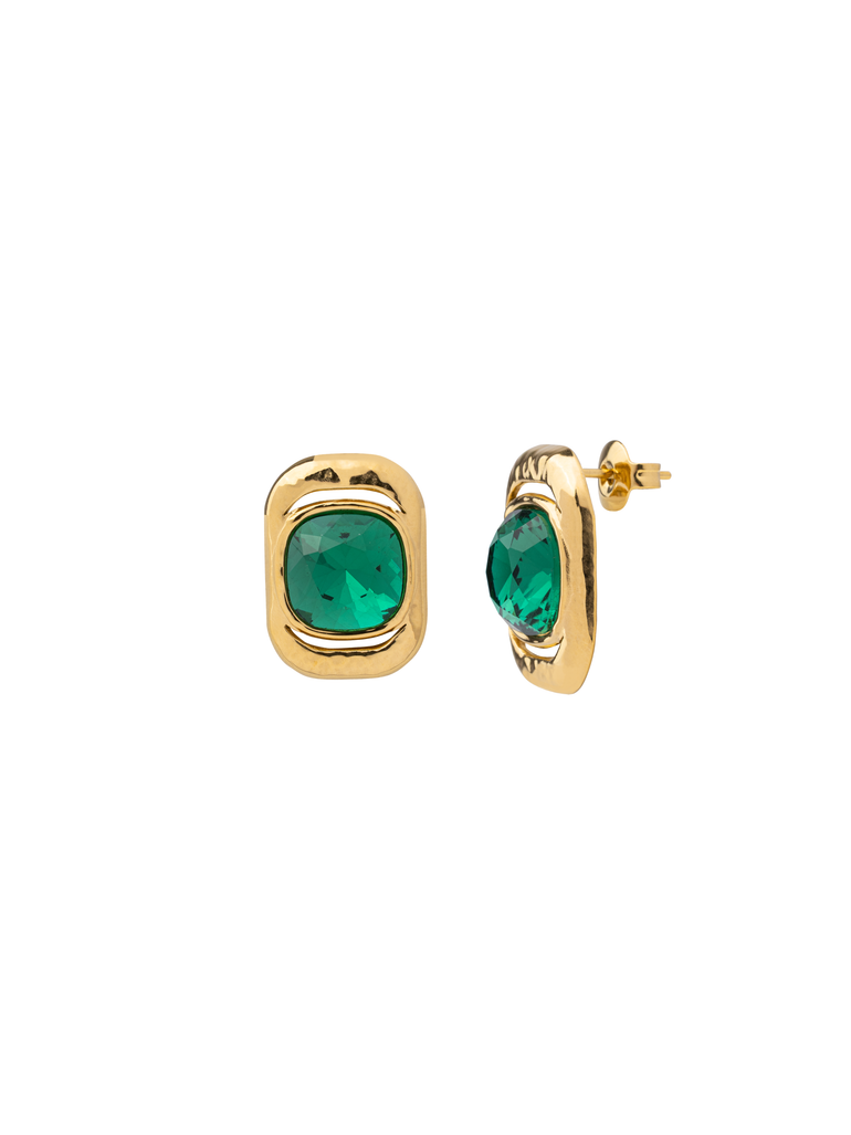 Par Arete Eslabon Con Zirconia Verde