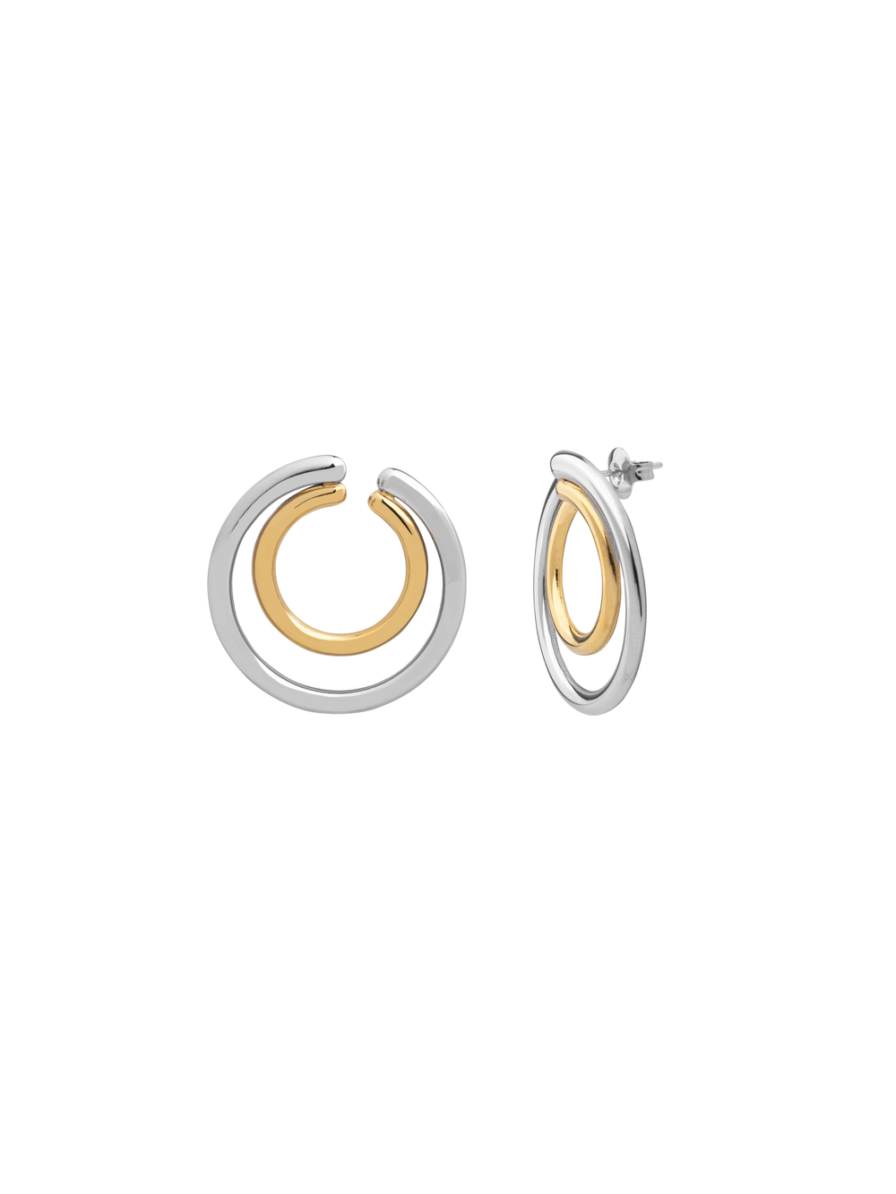 Par Arete Doble Aro Combinado