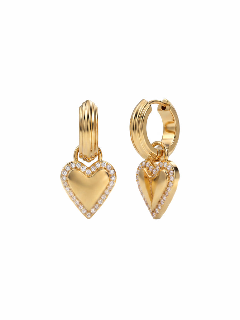 Par Arracada Corazon Contorno Zirconias 2 en 1