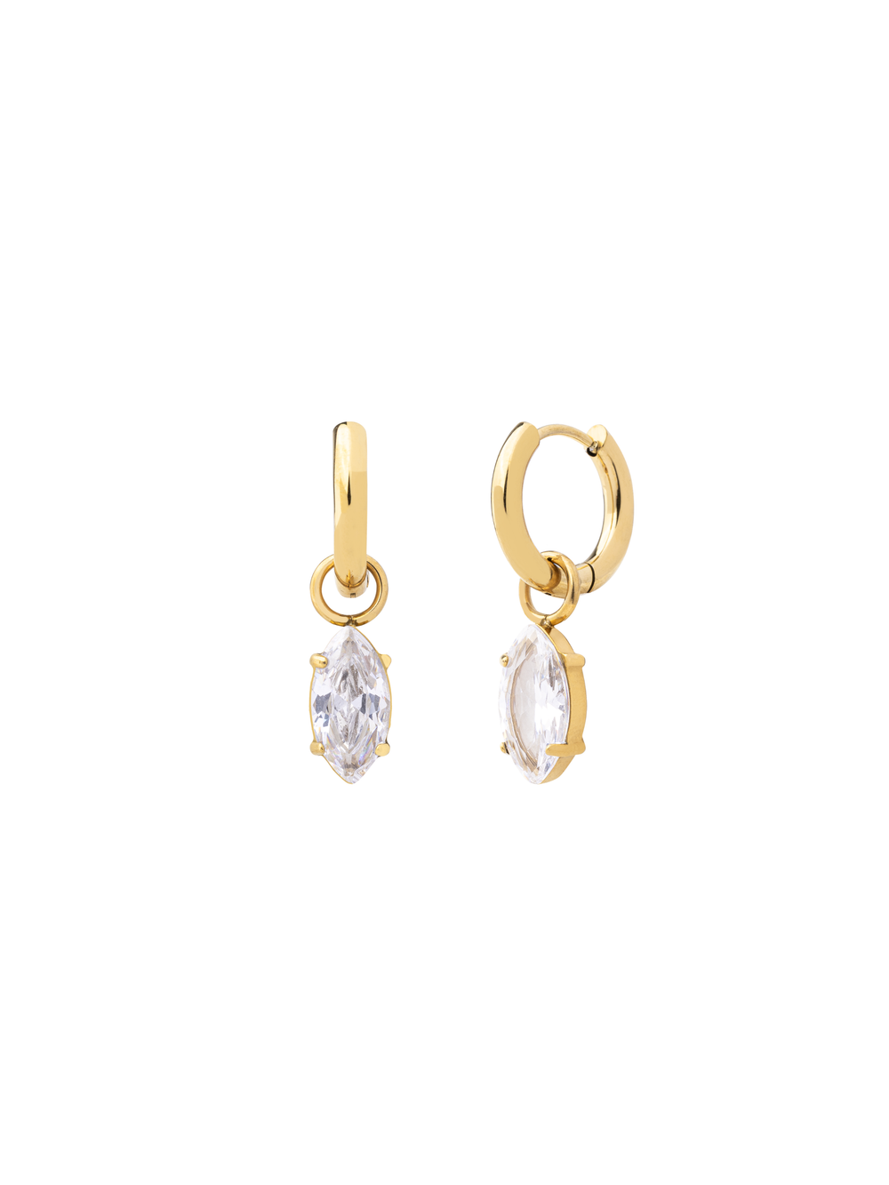 Par Arracada Con Dije Zirconia Marquesa 2 en 1