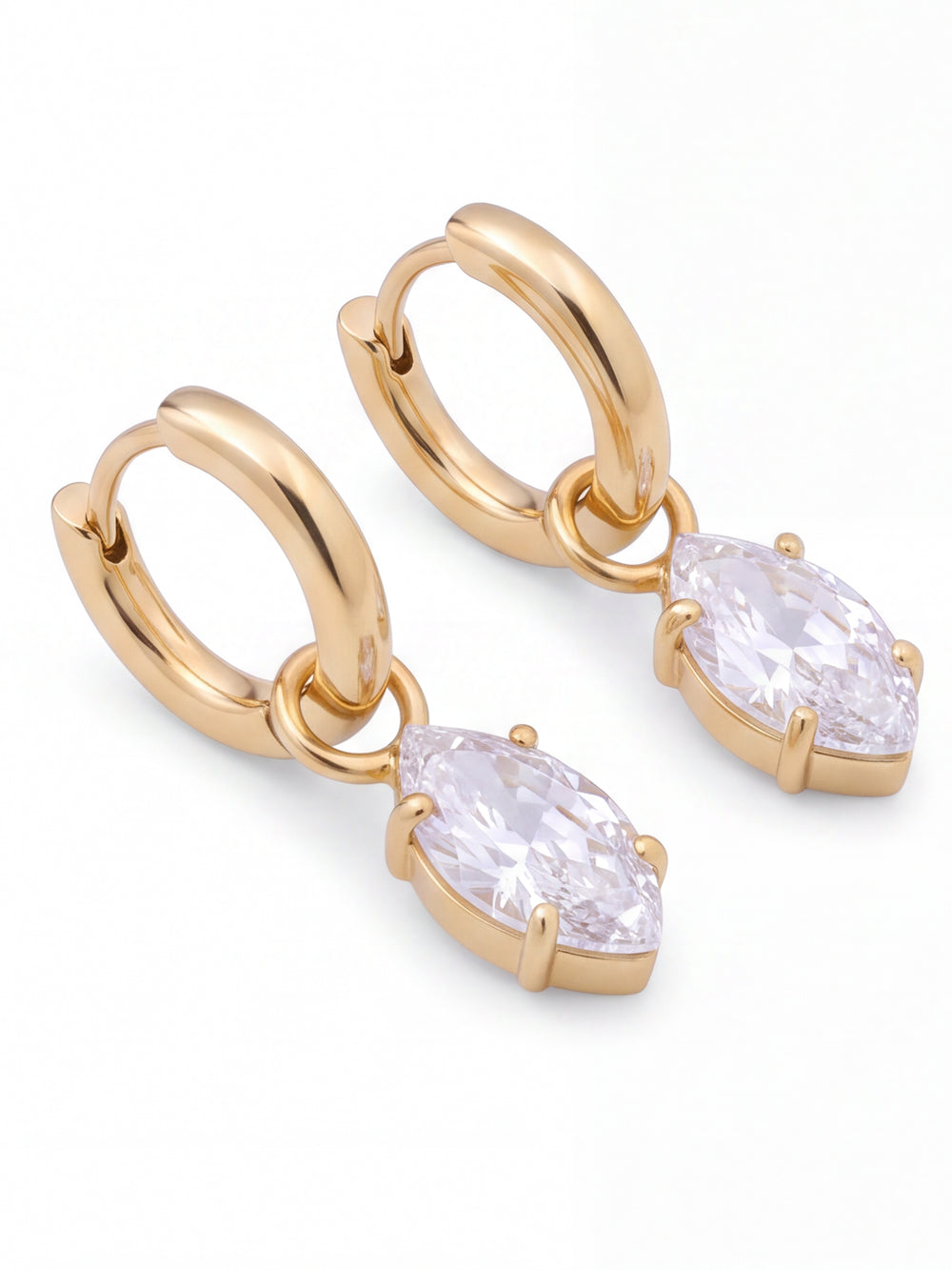 Par Arracada Con Dije Zirconia Marquesa 2 en 1