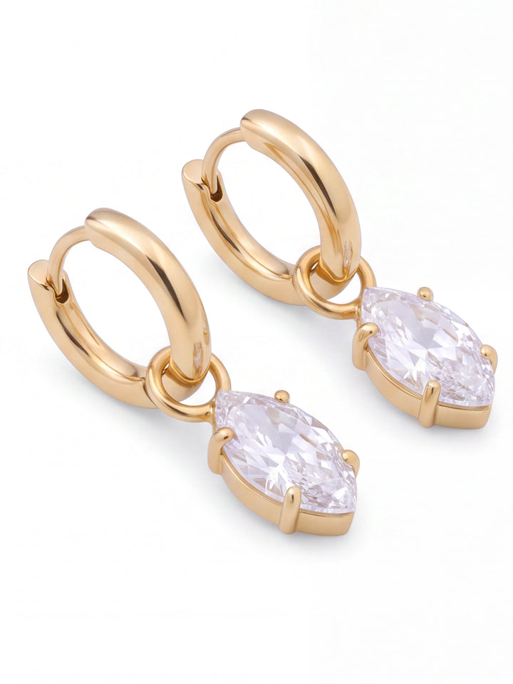 Par Arracada Con Dije Zirconia Marquesa 2 en 1