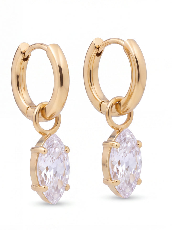 Par Arracada Con Dije Zirconia Marquesa 2 en 1