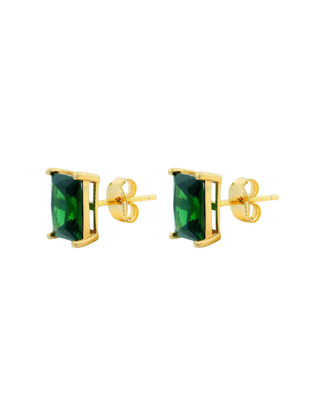Par Arete Piedra Baguette Verde