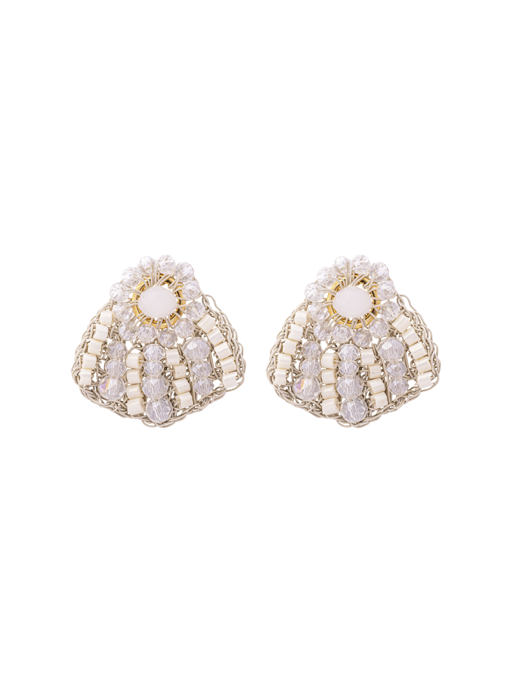 Par Arete Tejido Con Piedras Transparentes