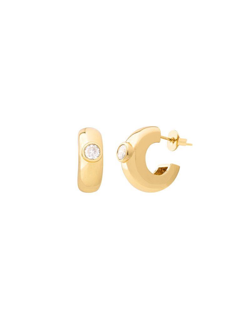 Par Semi Arracada Con Zirconia Central