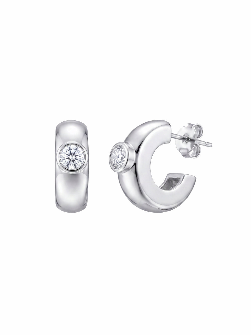 Par Semi Arracada Con Zirconia Central
