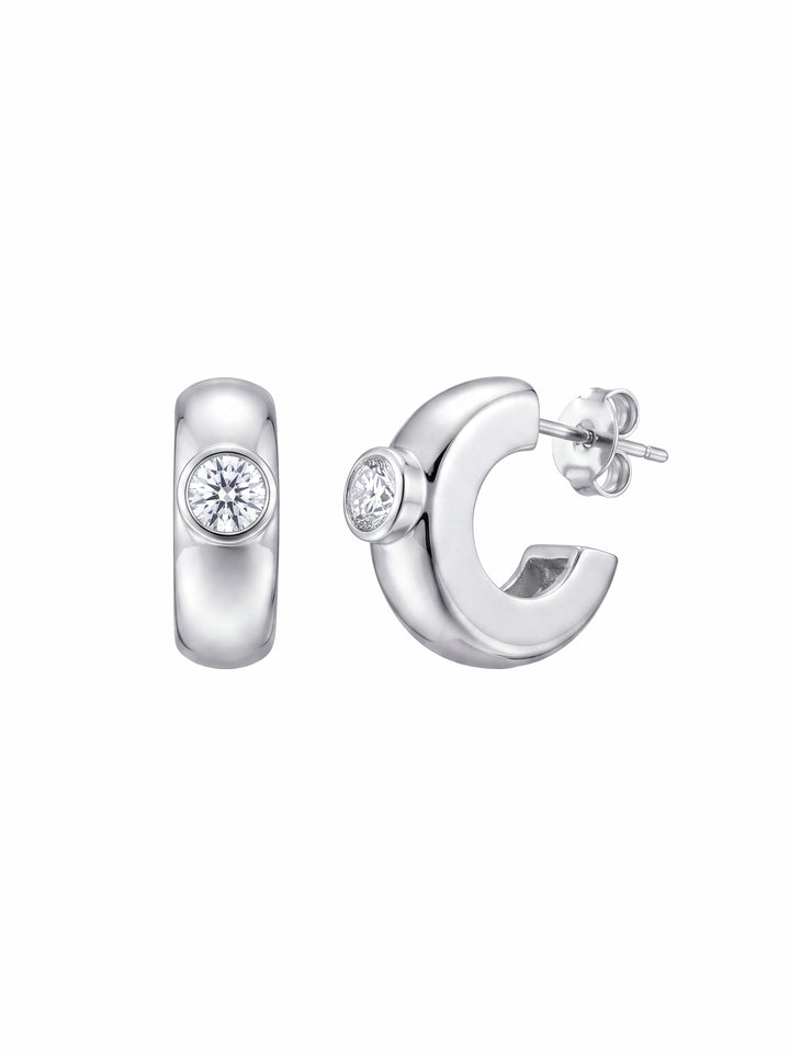 Par Semi Arracada Con Zirconia Central