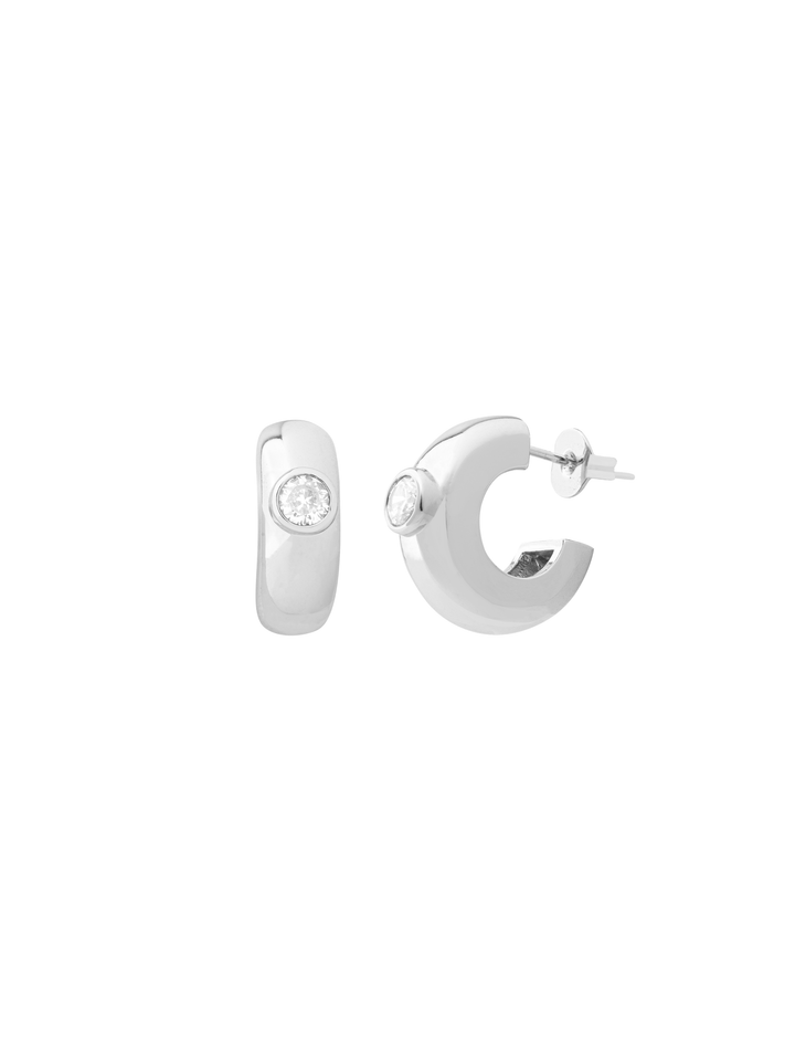 Par Semi Arracada Con Zirconia Central