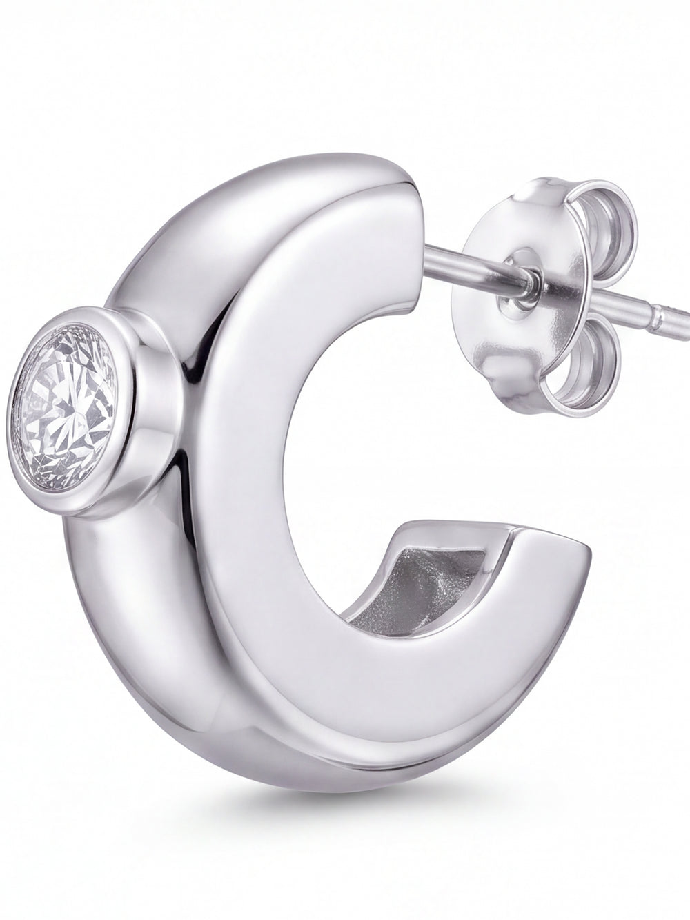 Par Semi Arracada Con Zirconia Central