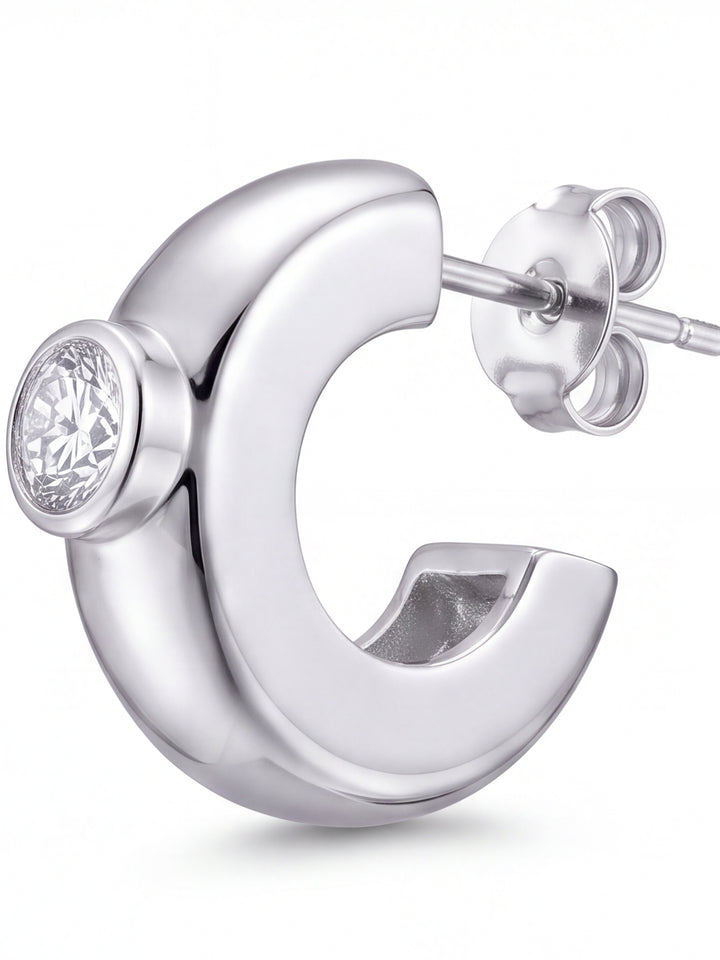 Par Semi Arracada Con Zirconia Central