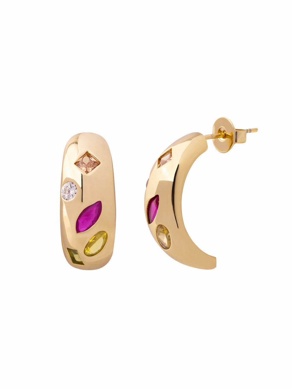 Par Semi Arracada Zirconias Rainbow
