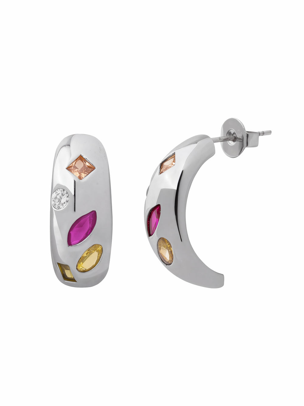 Par Semi Arracada Zirconias Rainbow