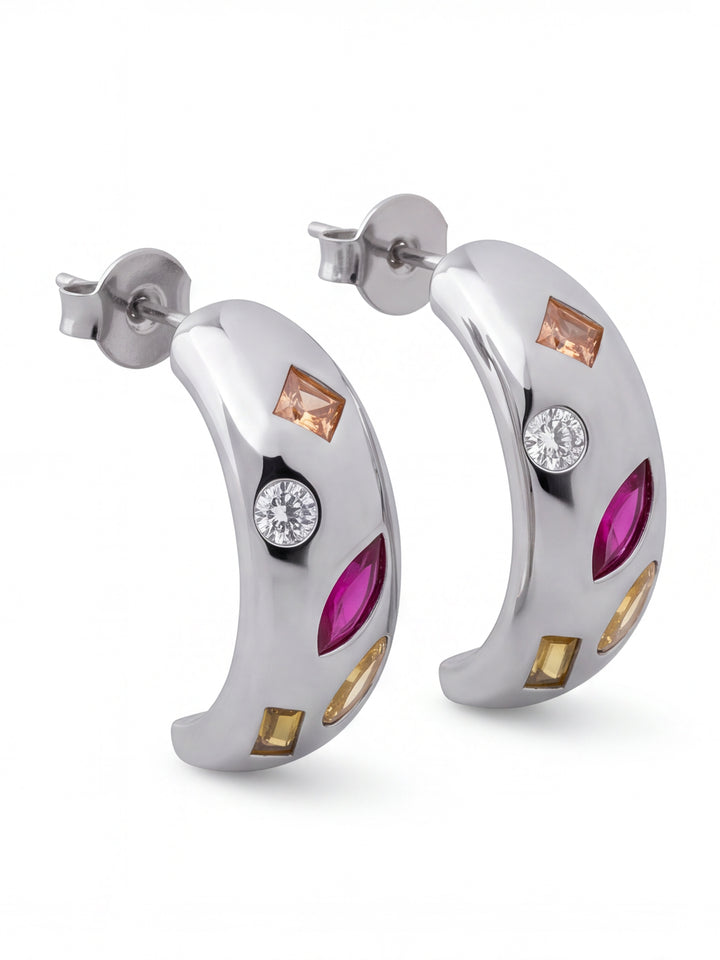Par Semi Arracada Zirconias Rainbow