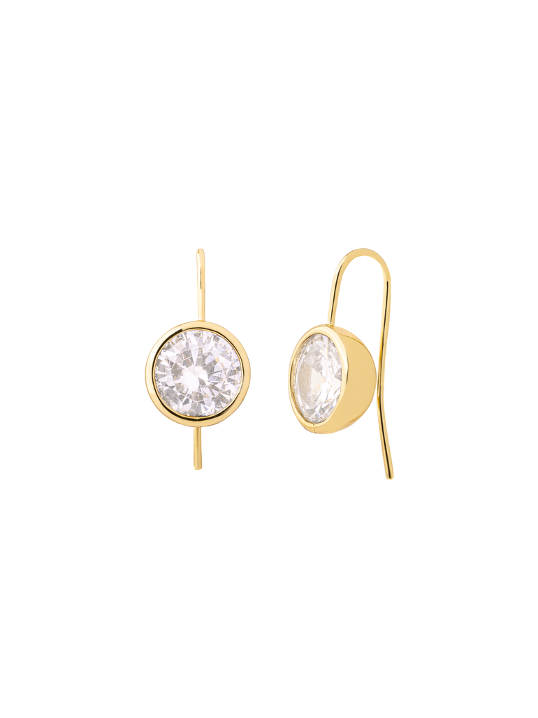 Par Arete Colgante Zirconia Redonda Bisel