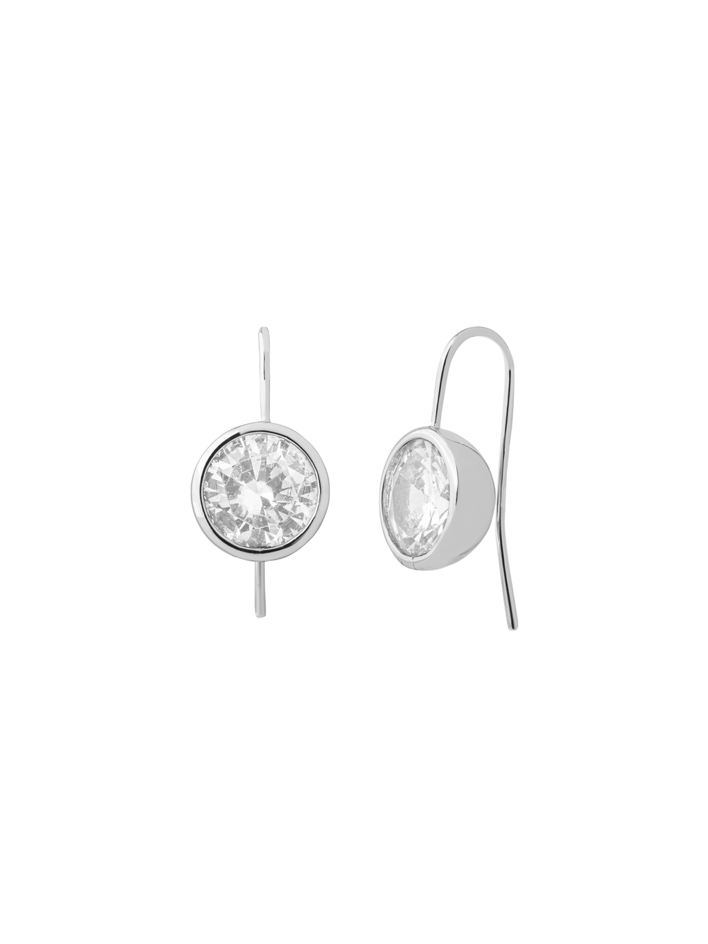 Par Arete Colgante Zirconia Redonda Bisel