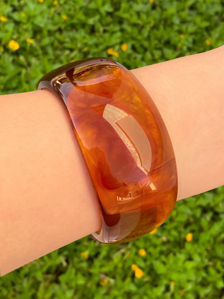 Brazalete Cerrado Ondulado Chunky Café