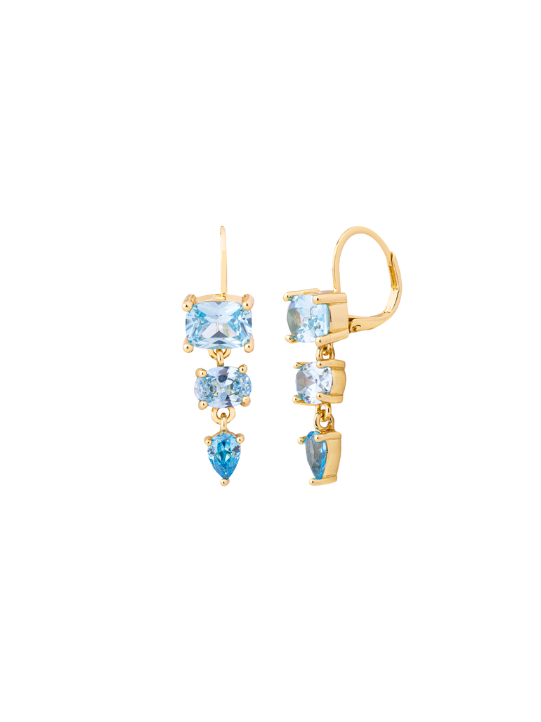 Par Arracada Con Zirconias Azules Ovaladas