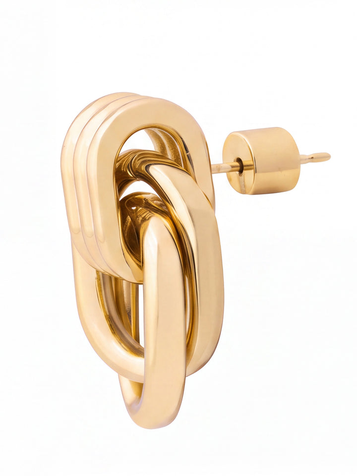 Par Arete Triple Linea Con Dos Eslabones Enlazados