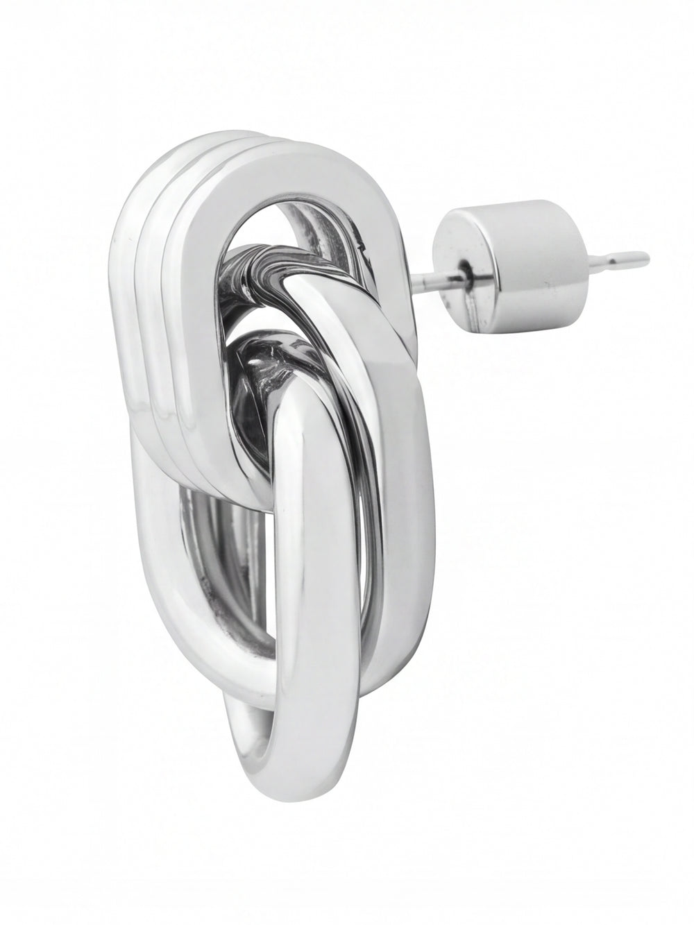 Par Arete Triple Linea Con Dos Eslabones Enlazados