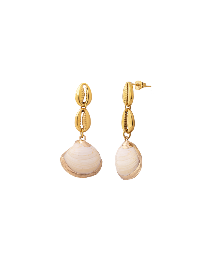 Par Arete Doble Caracol Con Concha