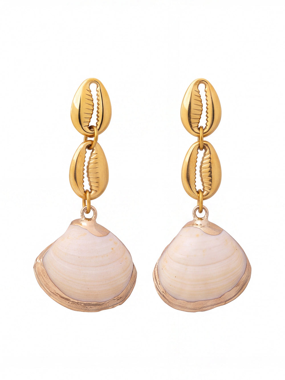 Par Arete Doble Caracol Con Concha