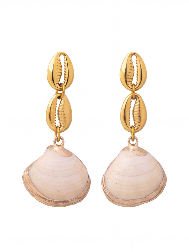 Par Arete Doble Caracol Con Concha