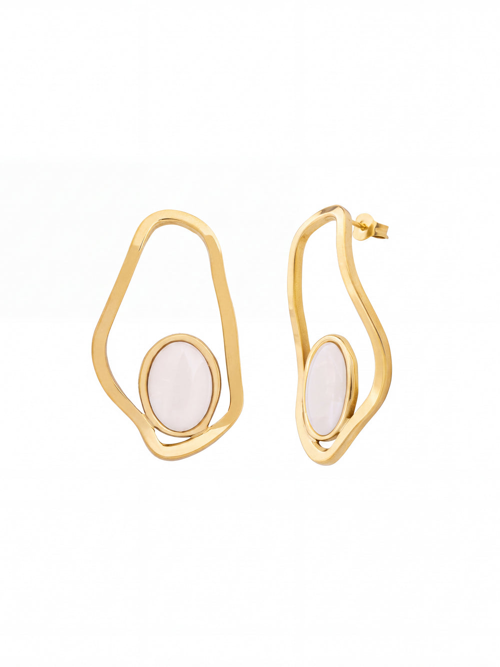 Par Arete Chunky Irregular Con Centro Blanco