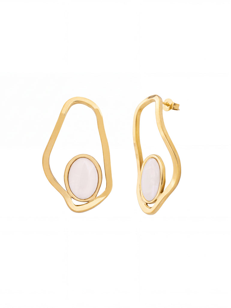 Par Arete Chunky Irregular Con Centro Blanco