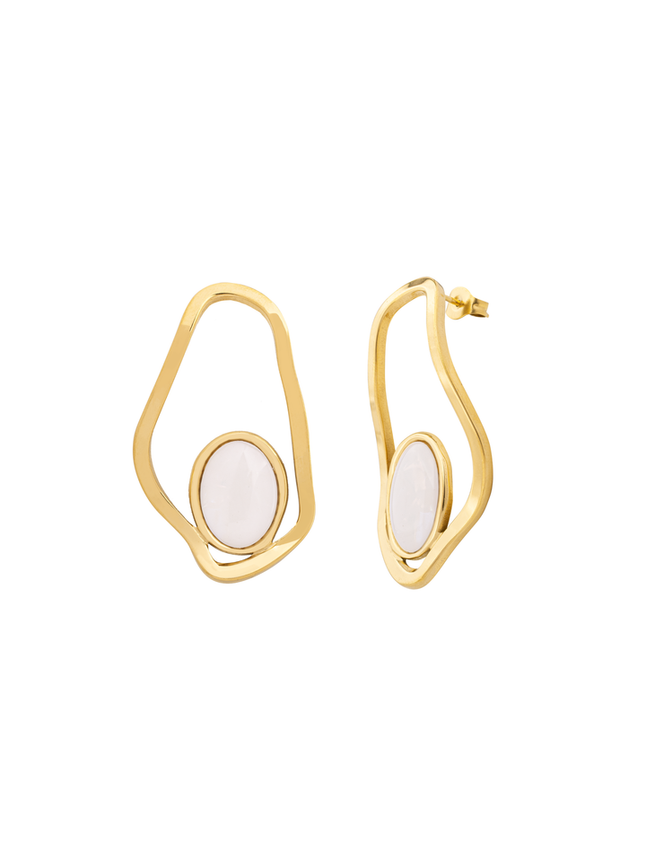 Par Arete Chunky Irregular Con Centro Blanco